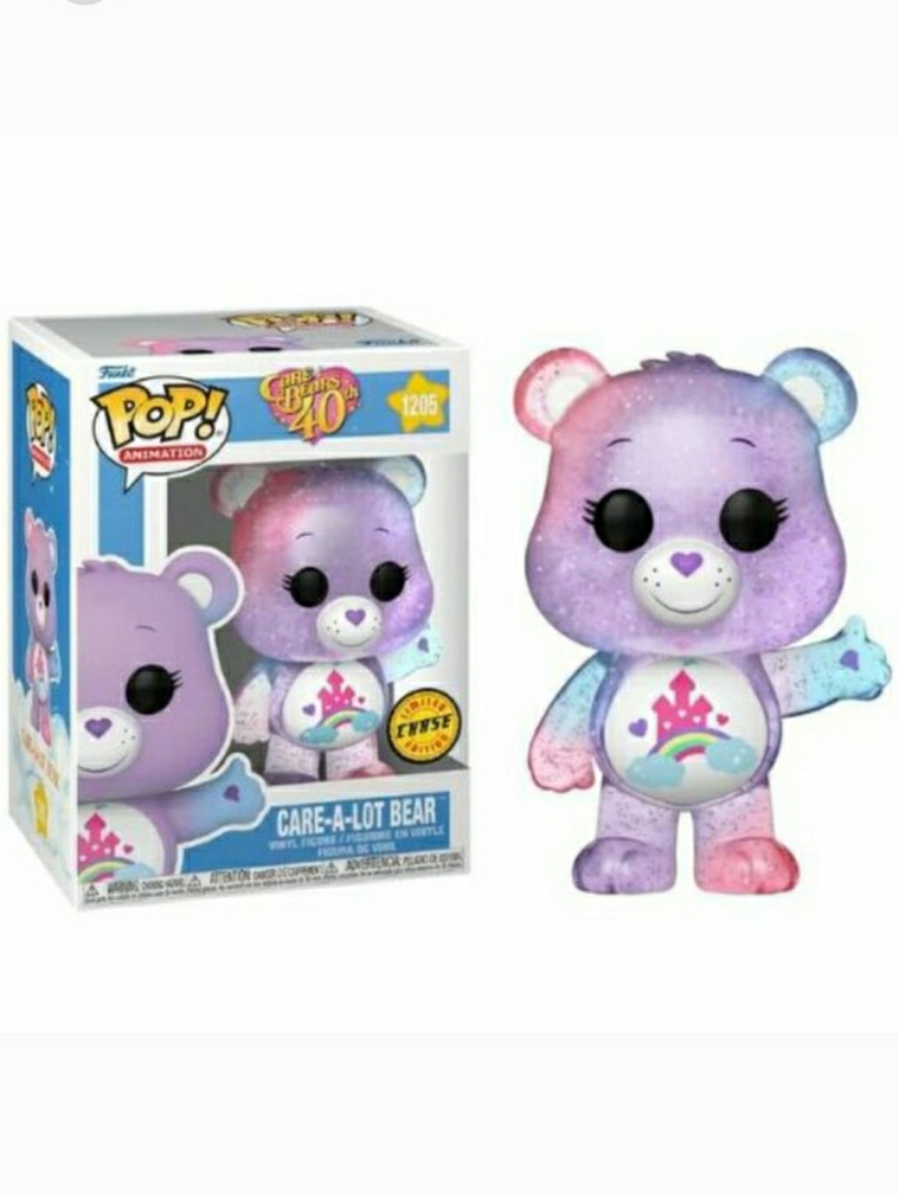 Funko Pop Care Bears 40th Anniversary Care A Lot Bear #1205 CHASE 🎯 NIB RARE - Picture 7 of 9